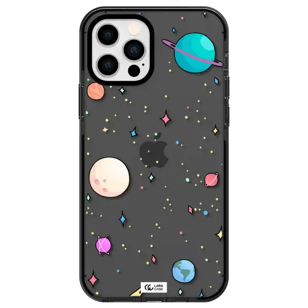 Solar System Print Apple iPhone 12 pro impact Smoke Black Case