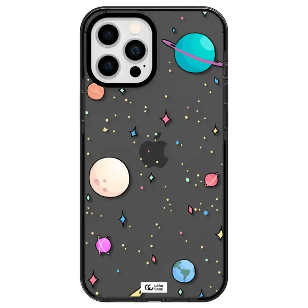 Solar System Print Apple iPhone 12 pro max impact Smoke Black Case