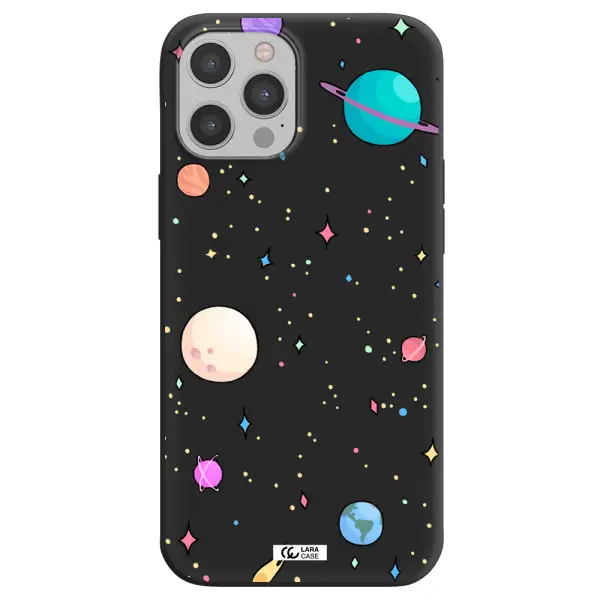 Solar System Print Apple iPhone 12 pro max Silicone black Case