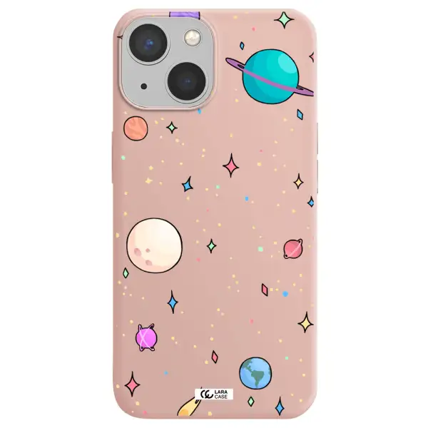 Solar System Print Apple iPhone 13 mini Silicone pastel pink Case