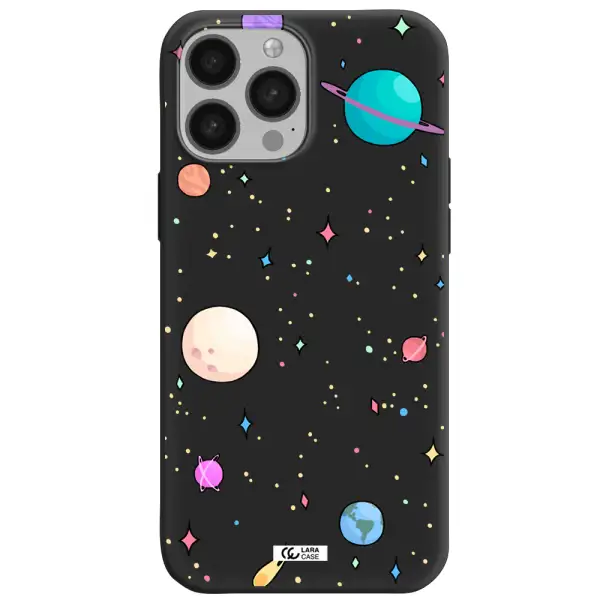 Solar System Print Apple iPhone 13 Pro Max Silicone black Case