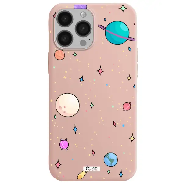 Solar System Print Apple iPhone 13 Pro Silicone pastel pink Case