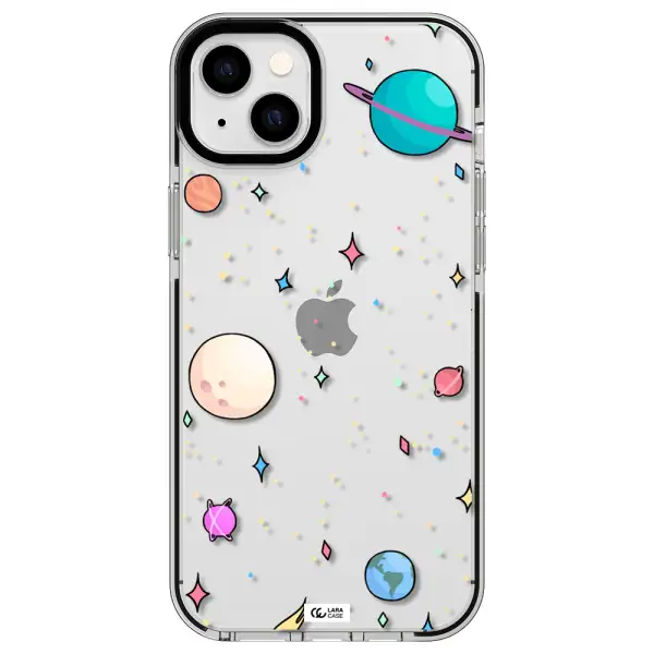 Solar System Print Apple iPhone 14 plus impact black border Case
