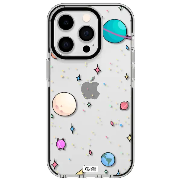 Solar System Print Apple iPhone 14 pro impact black border Case