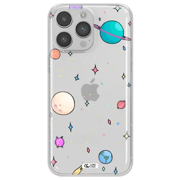 Solar System Print Apple iPhone 14 pro max Clear TPU Case