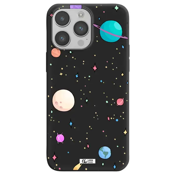 Solar System Print Apple iPhone 14 pro Silicone black Case