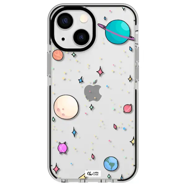Solar System Print Apple iPhone 15 impact black border Case