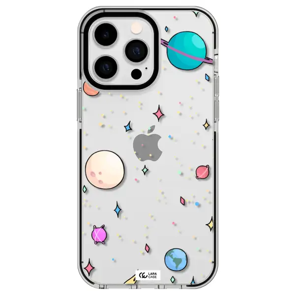 Solar System Print Apple iPhone 15 Pro impact black border Case