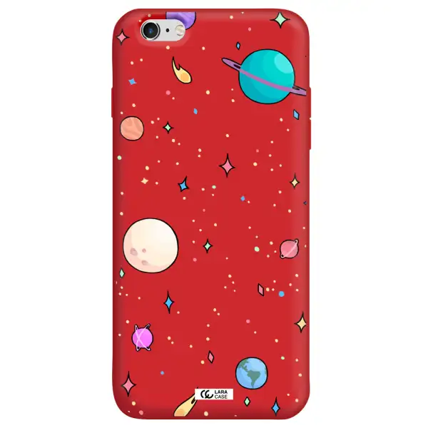 Solar System Print Apple iPhone 6 s plus Silicone Imperial Red Case