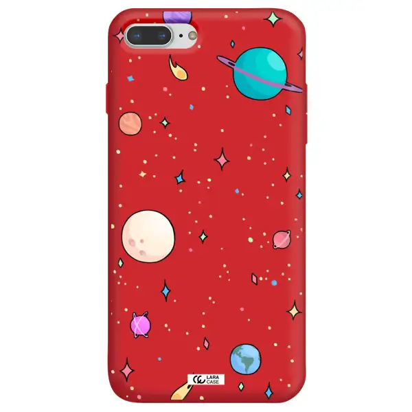 Solar System Print Apple iPhone 7 plus Silicone Imperial Red Case