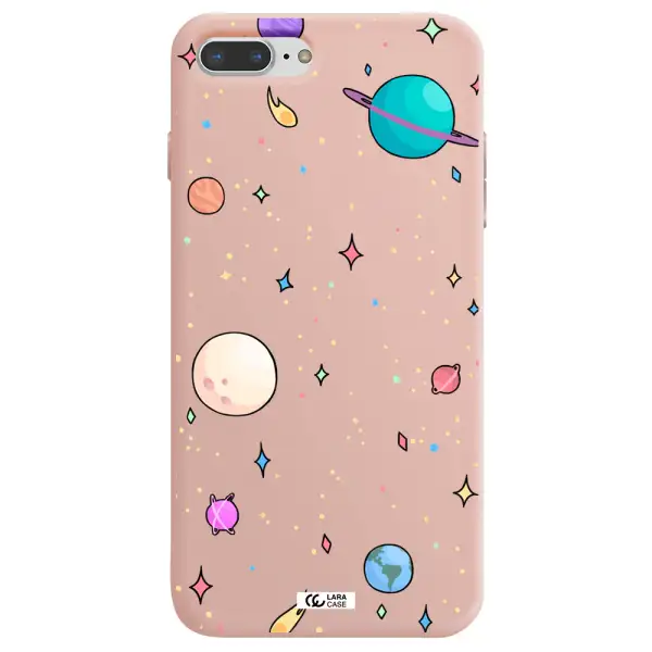 Solar System Print Apple iPhone 7 plus Silicone pastel pink Case
