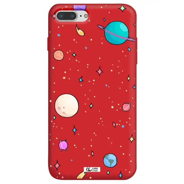 Solar System Print Apple iPhone 8 plus Silicone Imperial Red Case