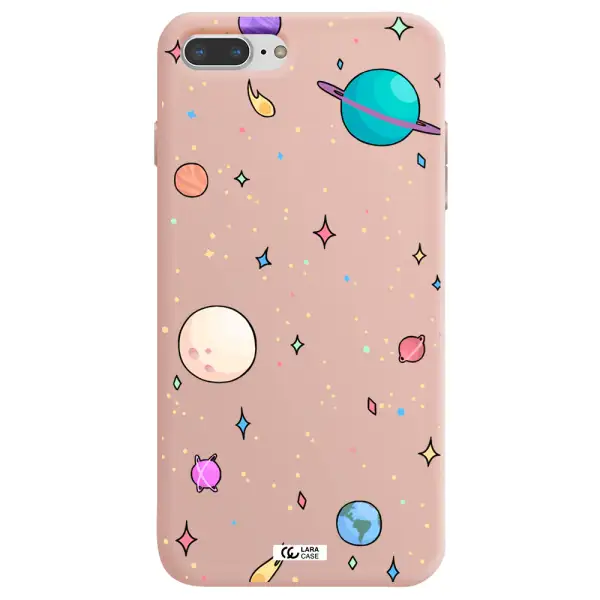 Solar System Print Apple iPhone 8 plus Silicone pastel pink Case