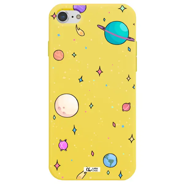 Solar System Print Apple iPhone 8 Silicone canary yellow Case