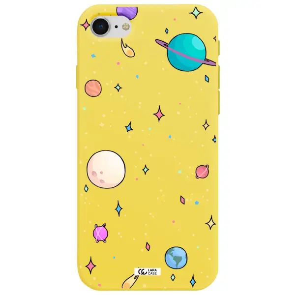 Solar System Print Apple iPhone se 2020 Silicone canary yellow Case