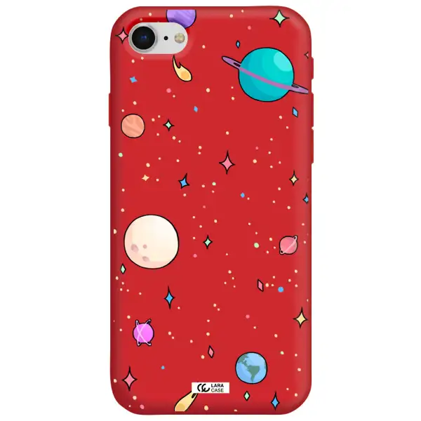 Solar System Print Apple iPhone se 2020 Silicone Imperial Red Case