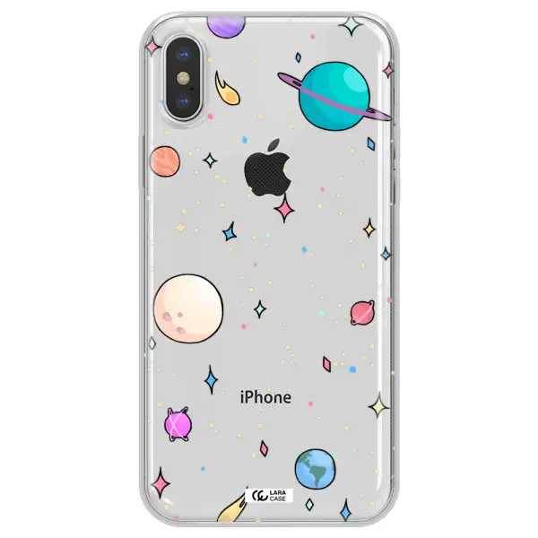 Solar System Print Apple iPhone X Clear TPU Case