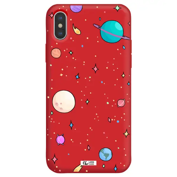 Solar System Print Apple iPhone XS max Silicone Imperial Red Case