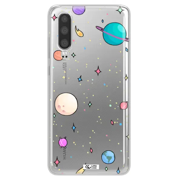 Solar System Print Huawei P30 Clear TPU Case