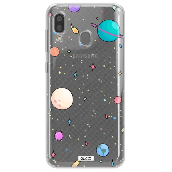 Solar System Print Samsung A20 Clear TPU Case