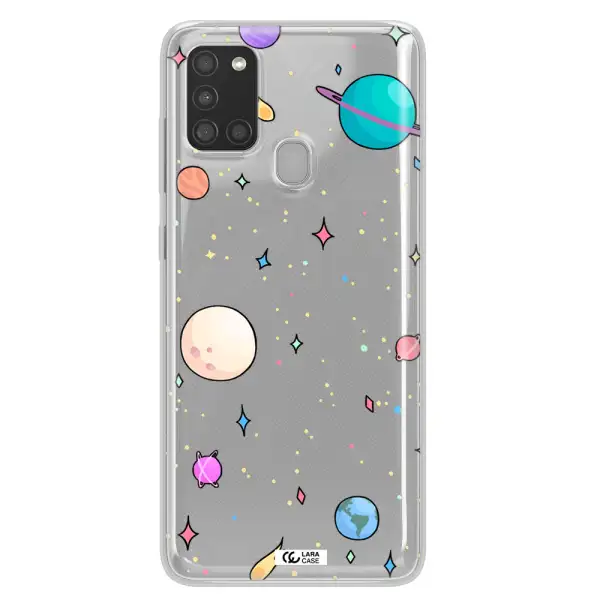 Solar System Print Samsung A21S Clear TPU Case