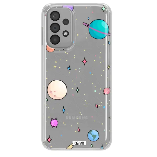 Solar System Print Samsung A23 Clear TPU Case