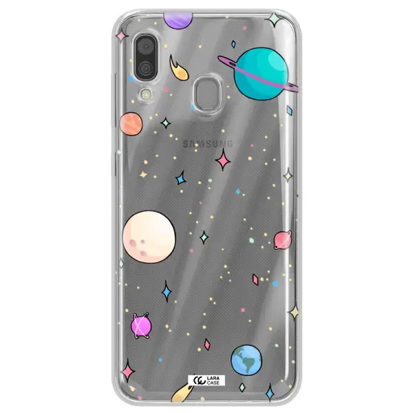 Solar System Print Samsung A30 Clear TPU Case