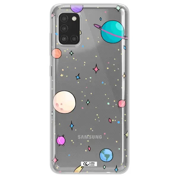 Solar System Print Samsung A31 Clear TPU Case