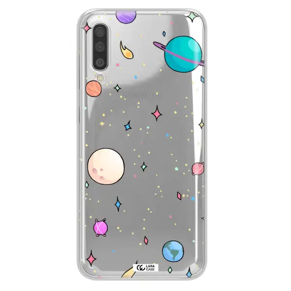 Solar System Print Samsung A50 Clear TPU Case