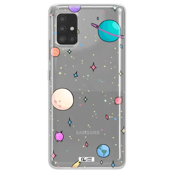 Solar System Print Samsung A51 Clear TPU Case