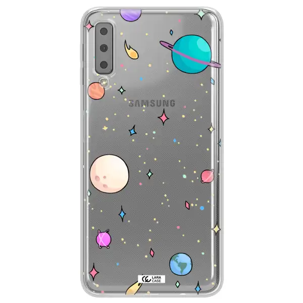 Solar System Print Samsung A7 2018 Clear TPU Case