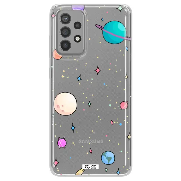 Solar System Print Samsung A72 Clear TPU Case