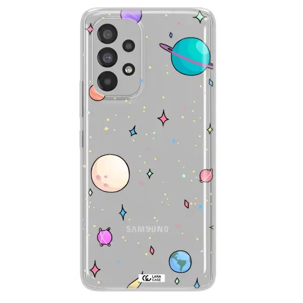 Solar System Print Samsung A73 Clear TPU Case