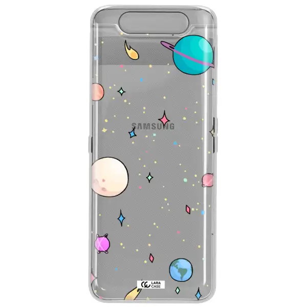 Solar System Print Samsung A80 Clear TPU Case