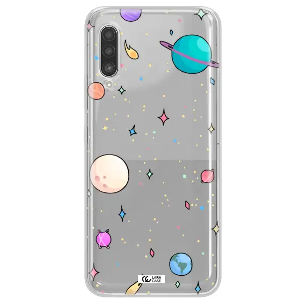 Solar System Print Samsung A90 Clear TPU Case