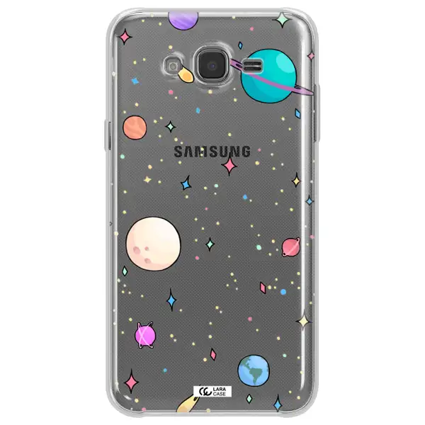 Solar System Print Samsung J7 2015 Clear TPU Case