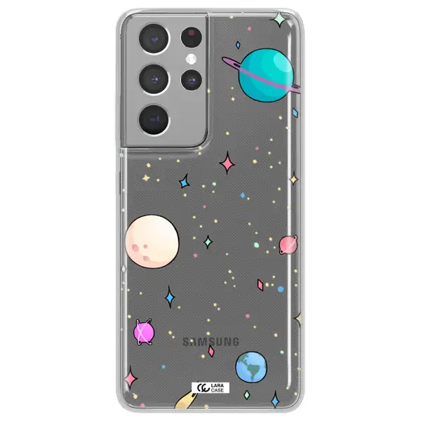 Solar System Print Samsung S21 Ultra Clear TPU Case