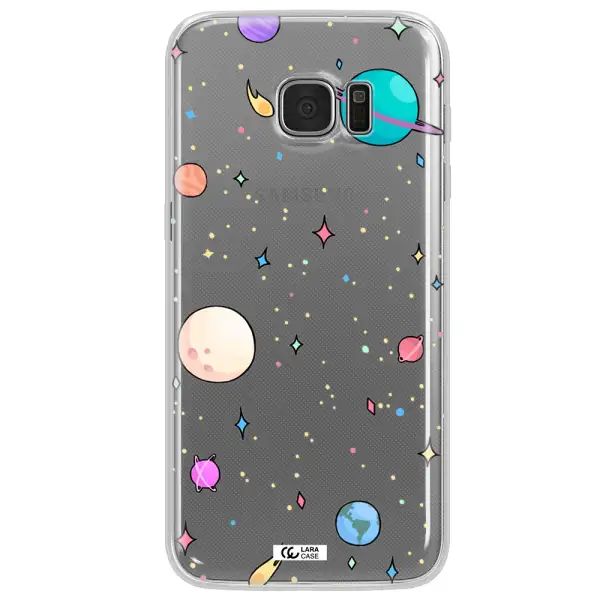 Solar System Print Samsung S7 Edge Clear TPU Case