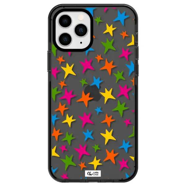 Colorful Stars Apple iPhone 11 pro impact Smoke Black Case
