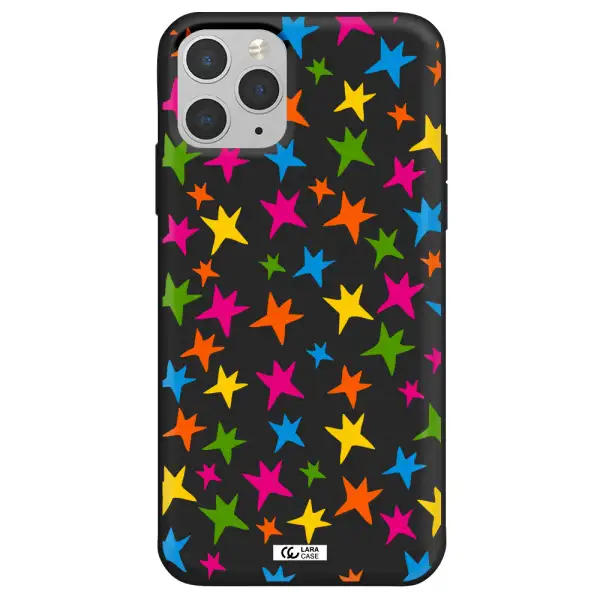Colorful Stars Apple iPhone 11 pro Silicone black Case