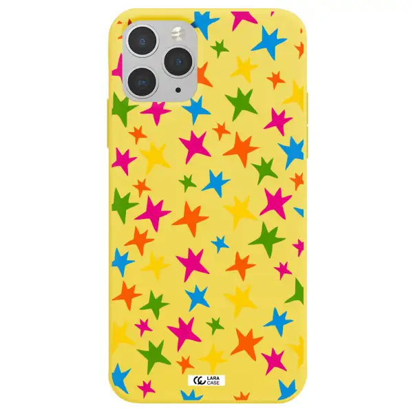 Colorful Stars Apple iPhone 11 pro Silicone canary yellow Case