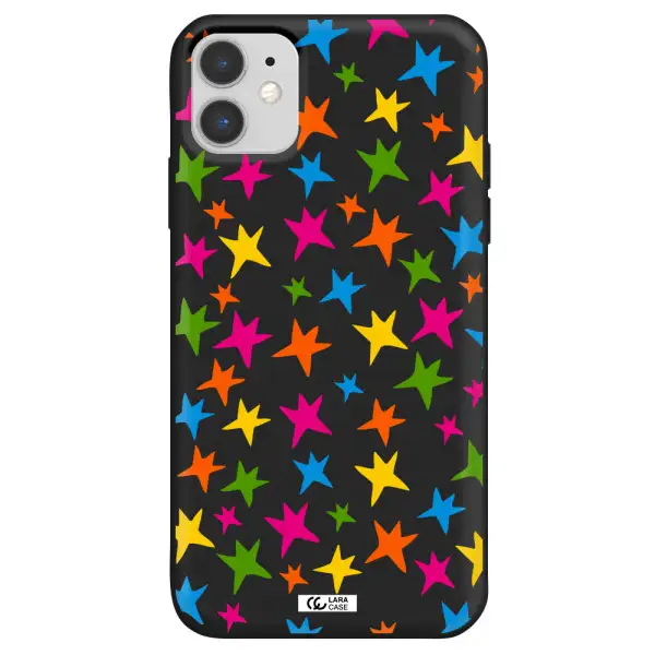 Colorful Stars Apple iPhone 11 Silicone black Case