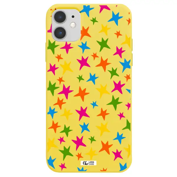 Colorful Stars Apple iPhone 11 Silicone canary yellow Case