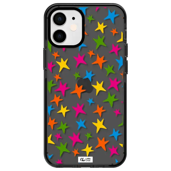 Colorful Stars Apple iPhone 12 mini impact Smoke Black Case