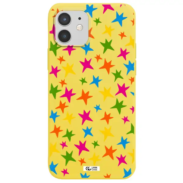 Colorful Stars Apple iPhone 12 mini Silicone canary yellow Case