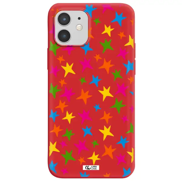 Colorful Stars Apple iPhone 12 mini Silicone Imperial Red Case