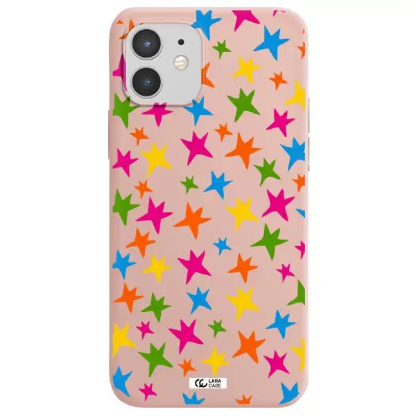 Colorful Stars Apple iPhone 12 mini Silicone pastel pink Case