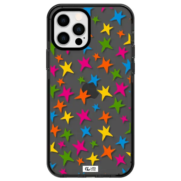 Colorful Stars Apple iPhone 12 pro impact Smoke Black Case