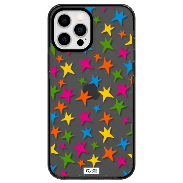 Colorful Stars Apple iPhone 12 pro max impact Smoke Black Case