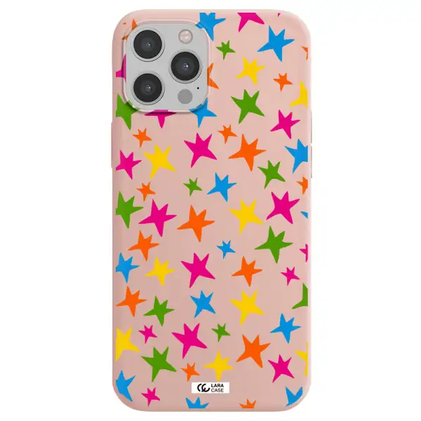 Colorful Stars Apple iPhone 12 pro max Silicone pastel pink Case
